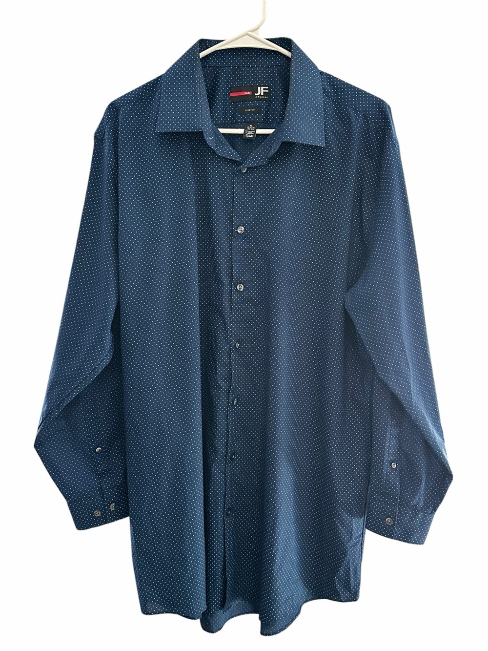 J. Ferrar Men's Slim Fit Stretch Dress Shirt Size XL 32/33 Sleeve Navy